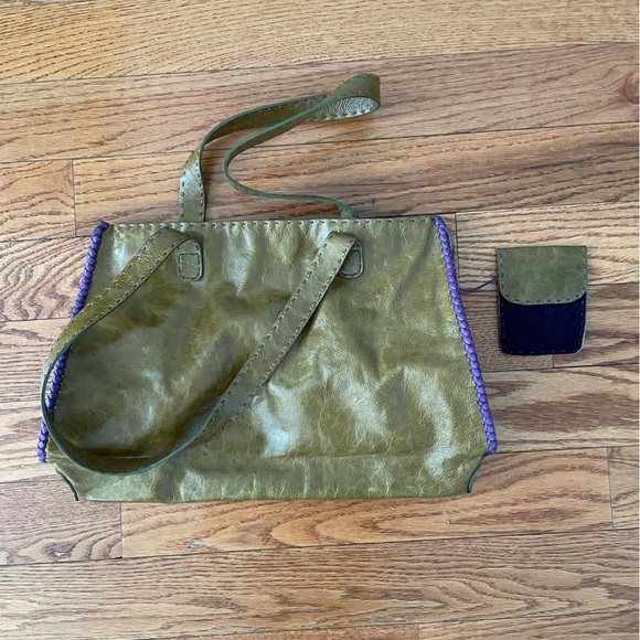 Boho style Green Leather Purse - Picture 3 of 5
